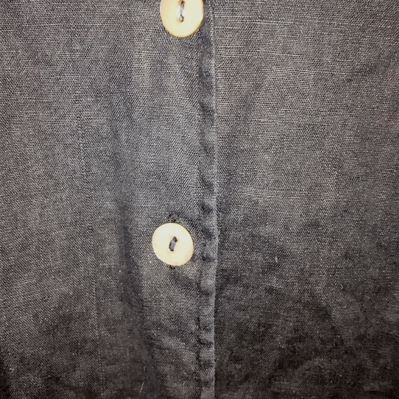 100% Linen Button Down long sleeve Top Black Color Size 1XL - Picture 7 of 9
